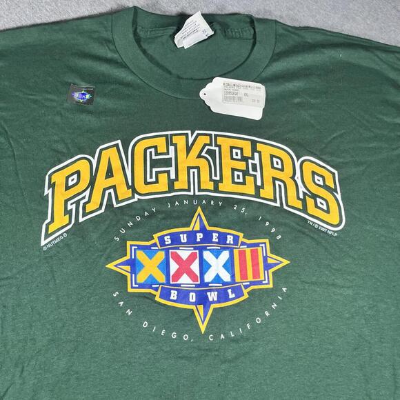 Vtg Green Bay Packers Super Bowl Mens XXXI Graphic T-Shirt XXL with tag New 1998 - Picture 3 of 5